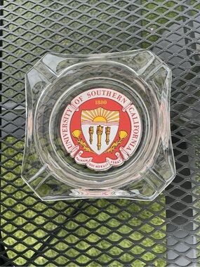 Vintage USC UNIVERSITY OF SOUTHERN CALIFORNIA ASHTRAY Glass, College Collectible